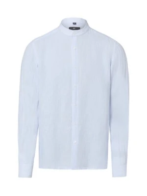 Nils Sundström Lniana koszula w stylu casual Mężczyźni Slim Fit len (100%) niebieski|biały jednolity,