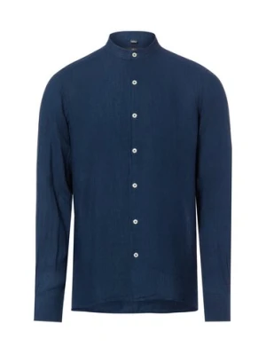 Nils Sundström Lniana koszula w stylu casual Mężczyźni Slim Fit len (100%) niebieski marmurkowy,