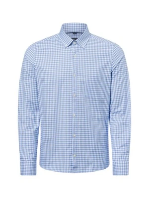 Nils Sundström Męska koszula biznesowa Mężczyźni Slim Fit Bawełna niebieski w kratkę,