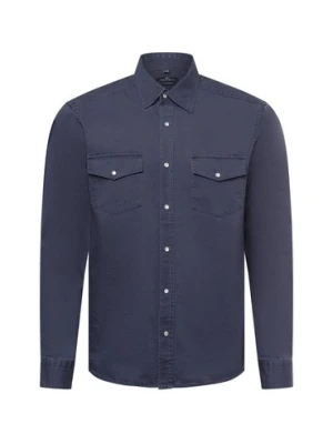 Nils Sundström Męska koszula casual Mężczyźni Comfort Fit Bawełna niebieski,