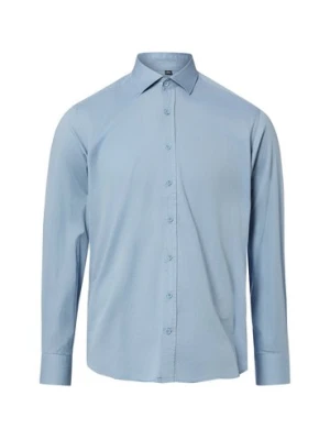 Nils Sundström Męska koszula casual Mężczyźni Modern Fit Bawełna (100%) niebieski jednolity,