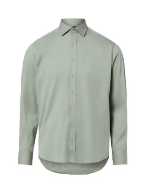 Nils Sundström Męska koszula casual Mężczyźni Modern Fit Bawełna zielony,