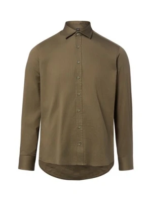 Nils Sundström Męska koszula casual Mężczyźni Modern Fit Bawełna (100%) zielony jednolity,