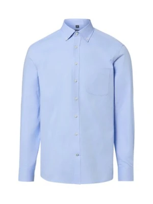 Nils Sundström Męska koszula casual Mężczyźni Regular Fit Bawełna (100%) niebieski jednolity,