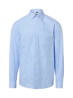 Nils Sundström Męska koszula casual Mężczyźni Regular Fit Bawełna (100%) niebieski w kratkę,