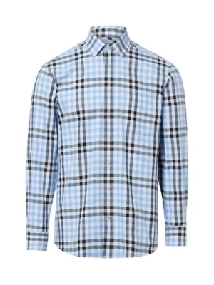 Nils Sundström Męska koszula casual Mężczyźni Regular Fit Bawełna niebieski,