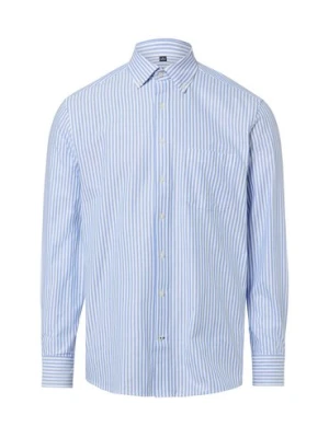 Nils Sundström Męska koszula casual Mężczyźni Regular Fit Bawełna (100%) niebieski w paski,