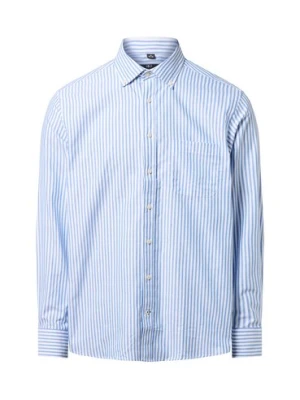 Nils Sundström Męska koszula casual Mężczyźni Regular Fit Bawełna niebieski|biały w kratkę,