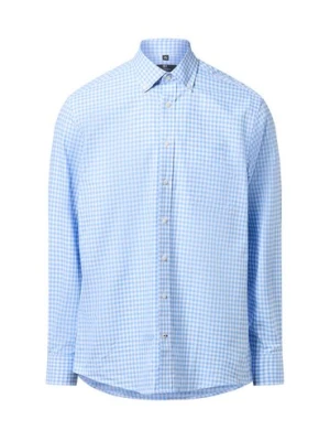 Nils Sundström Męska koszula casual Mężczyźni Regular Fit Bawełna niebieski|biały w kratkę,