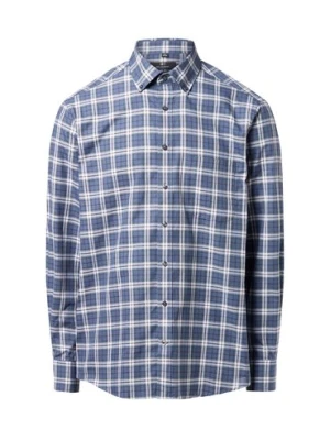 Nils Sundström Męska koszula casual Mężczyźni Regular Fit Bawełna niebieski|biały w kratkę,