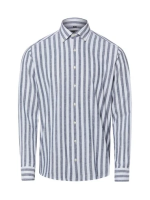 Nils Sundström koszula casual z lnem Mężczyźni Modern Fit Bawełna czarny