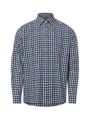 Nils Sundström koszula casual z lnem Mężczyźni Modern Fit Bawełna niebieski