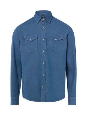 Nils Sundström Męska koszula dżinsowa Mężczyźni Regular Fit Bawełna (100%) niebieski jednolity,
