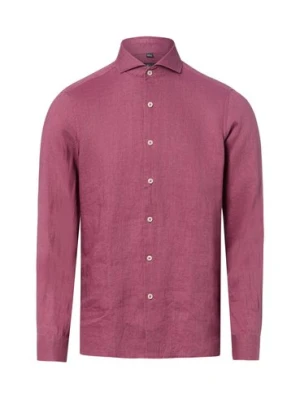 Nils Sundström Męska koszula lniana Mężczyźni Slim Fit len czerwony w paski,