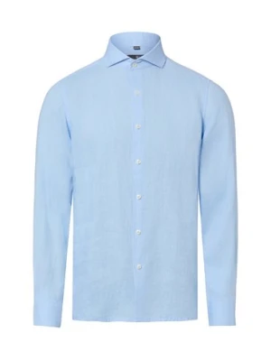 Nils Sundström Męska koszula lniana Mężczyźni Slim Fit len niebieski w paski,