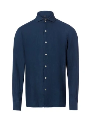 Nils Sundström Męska koszula lniana Mężczyźni Slim Fit len niebieski w paski,