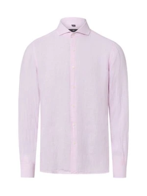 Nils Sundström Męska koszula lniana Mężczyźni Slim Fit len różowy w paski,