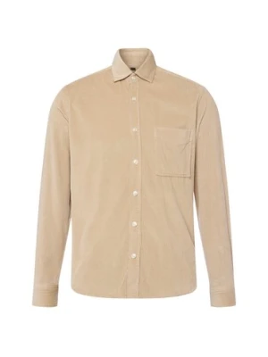 Nils Sundström Męska koszula sztruksowa Mężczyźni Regular Fit Bawełna beżowy jednolity,