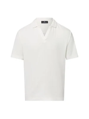 Nils Sundström Męska koszulka polo Mężczyźni Bawełna biały wypukły wzór tkaniny,