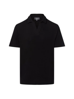 Nils Sundström Męska koszulka polo Mężczyźni Bawełna czarny wypukły wzór tkaniny,