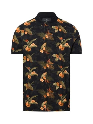 Nils Sundström Męska koszulka polo Mężczyźni Bawełna czarny|zielony wzorzysty,