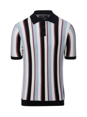 Nils Sundström Męska koszulka polo z dzianiny Mężczyźni Bawełna niebieski|wielokolorowy,