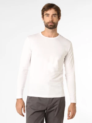 Nils Sundström Męska koszulka z długim rękawem Mężczyźni Bawełna biały jednolity,