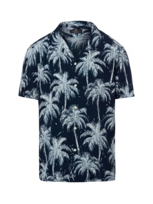 Nils Sundström Męska koszulka z krótkim rękawem Mężczyźni Modern Fit wiskoza (100%) niebieski,