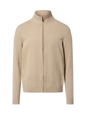 Nils Sundström Męski kardigan Mężczyźni Bawełna beżowy jednolity,