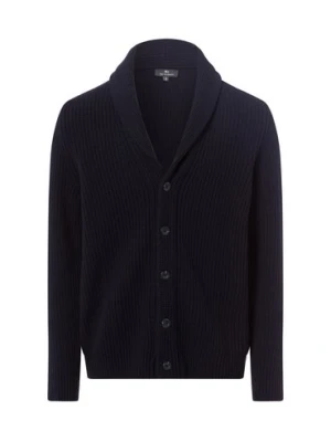 Nils Sundström Męski kardigan Mężczyźni Prążki niebieski jednolity,