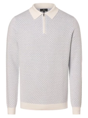 Nils Sundström Męski sweter Mężczyźni Bawełna biały|niebieski wypukły wzór tkaniny,
