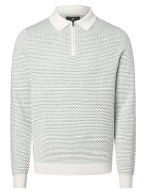 Nils Sundström Męski sweter Mężczyźni Bawełna biały|zielony wypukły wzór tkaniny,