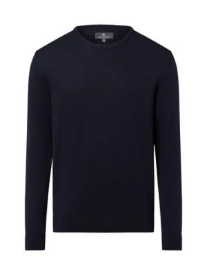 Nils Sundström Męski sweter Mężczyźni Bawełna niebieski jednolity,