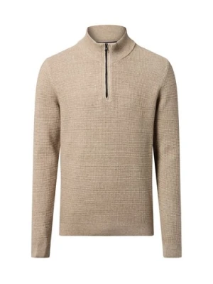 Nils Sundström Męski sweter z dzianiny Mężczyźni Bawełna beżowy wypukły wzór tkaniny,