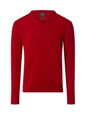 Nils Sundström Męski sweter z dzianiny Mężczyźni Bawełna czerwony jednolity,