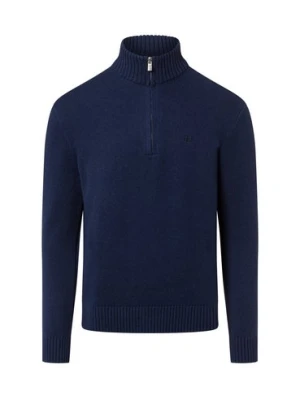 Nils Sundström Męski sweter z dzianiny Mężczyźni Bawełna niebieski,