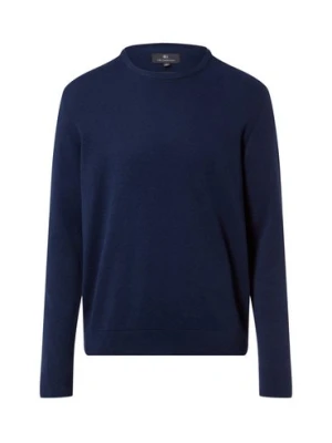 Nils Sundström Męski sweter z dzianiny Mężczyźni Bawełna niebieski jednolity,