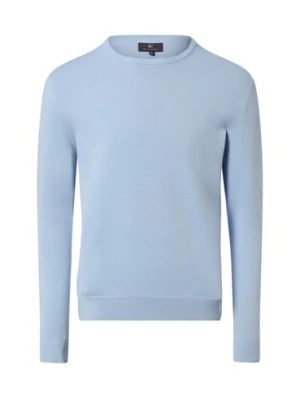 Nils Sundström Męski sweter z dzianiny Mężczyźni Bawełna niebieski jednolity,