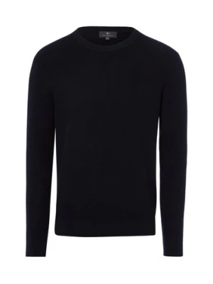 Nils Sundström Męski sweter z dzianiny Mężczyźni Bawełna niebieski jednolity,