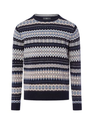 Nils Sundström Męski sweter z dzianiny Mężczyźni Wełna beżowy|niebieski|biały wzorzysty,