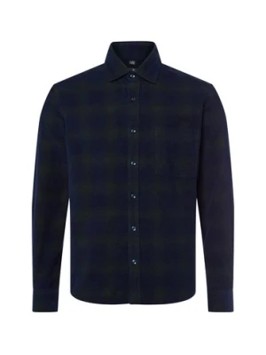Nils Sundström Sztruksowa koszula Mężczyźni Modern Fit Bawełna zielony|niebieski w kratkę,