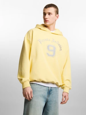 Nine bluza z kapturem oversize męska bawełniana żółta Klasyk