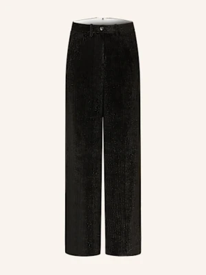 Nine:Inthe:Morning Spodnie Sztruksowe Karen Z Błyszczącą Przędzą schwarz