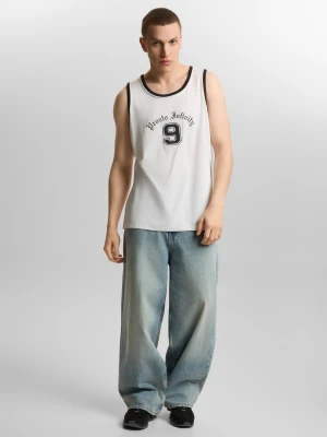 Nine tank top regular męski biały Klasyk