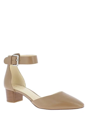 Nine West Skórzane czółenka w kolorze beżowym z paskiem rozmiar: 38