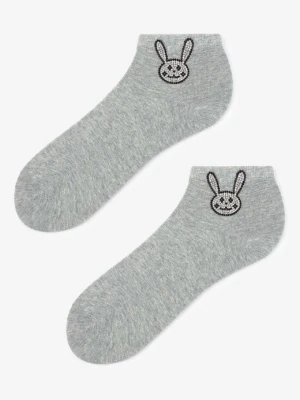 Niskie skarpetki damskie z błyszczącym królikiem Cotton Funny Bunny 01 Marilyn