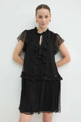 Nissa sukienka jedwabna kolor czarny mini rozkloszowana RC14888