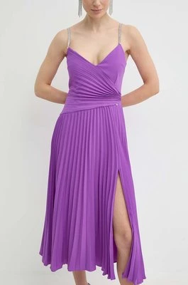Nissa sukienka kolor fioletowy midi rozkloszowana RS14816
