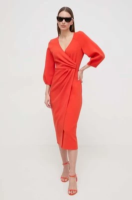 Nissa sukienka kolor pomarańczowy midi rozkloszowana RZ14824