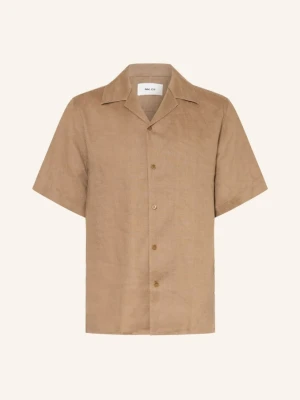 Nn.07 Wzorzysta Koszula Julio Comfort Fit Z Lnu braun CAMELOWY